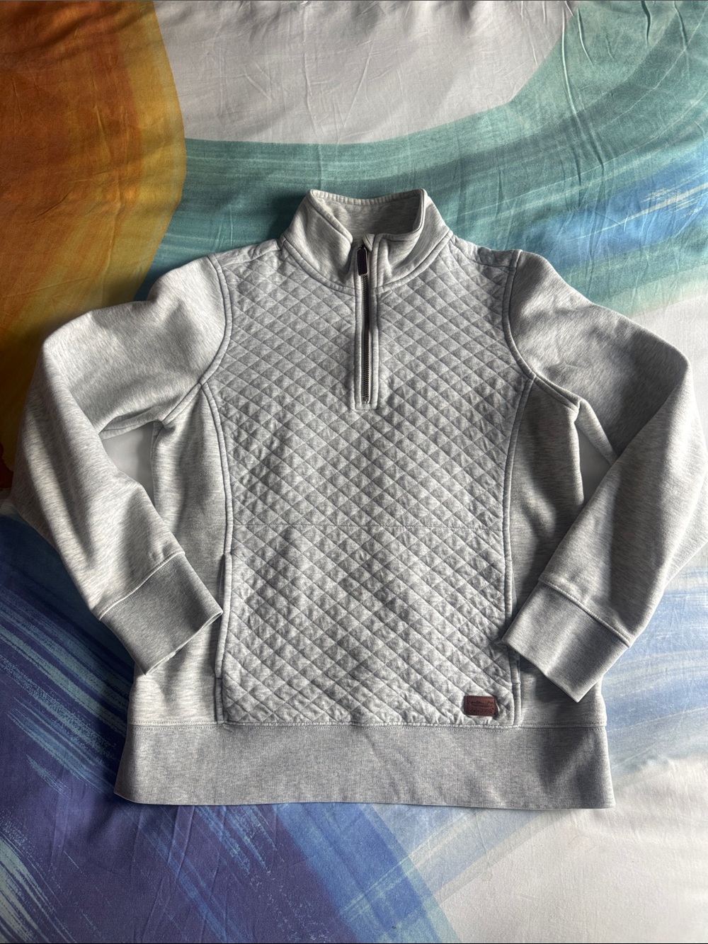 Women's Quilted Quarter-Zip Pullover Light Heather Gray size S